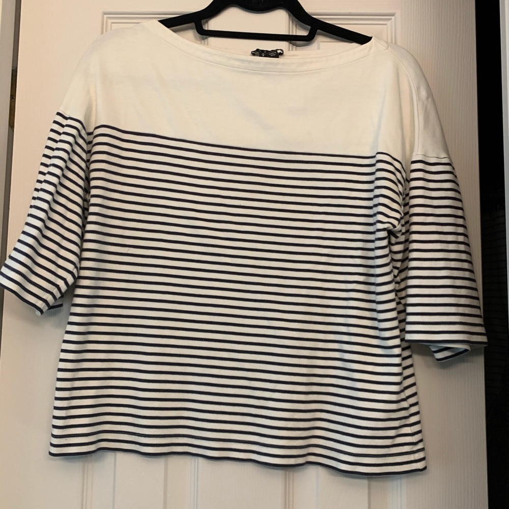 Theory Women’s Small Navy and White Striped Blouse